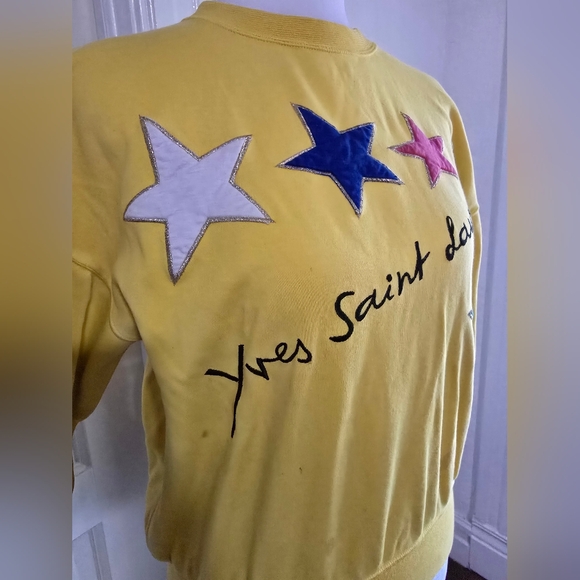 Vintage Yves Saint Laurent Yellow Sweater with Multicolor Stars - Picture 5 of 15